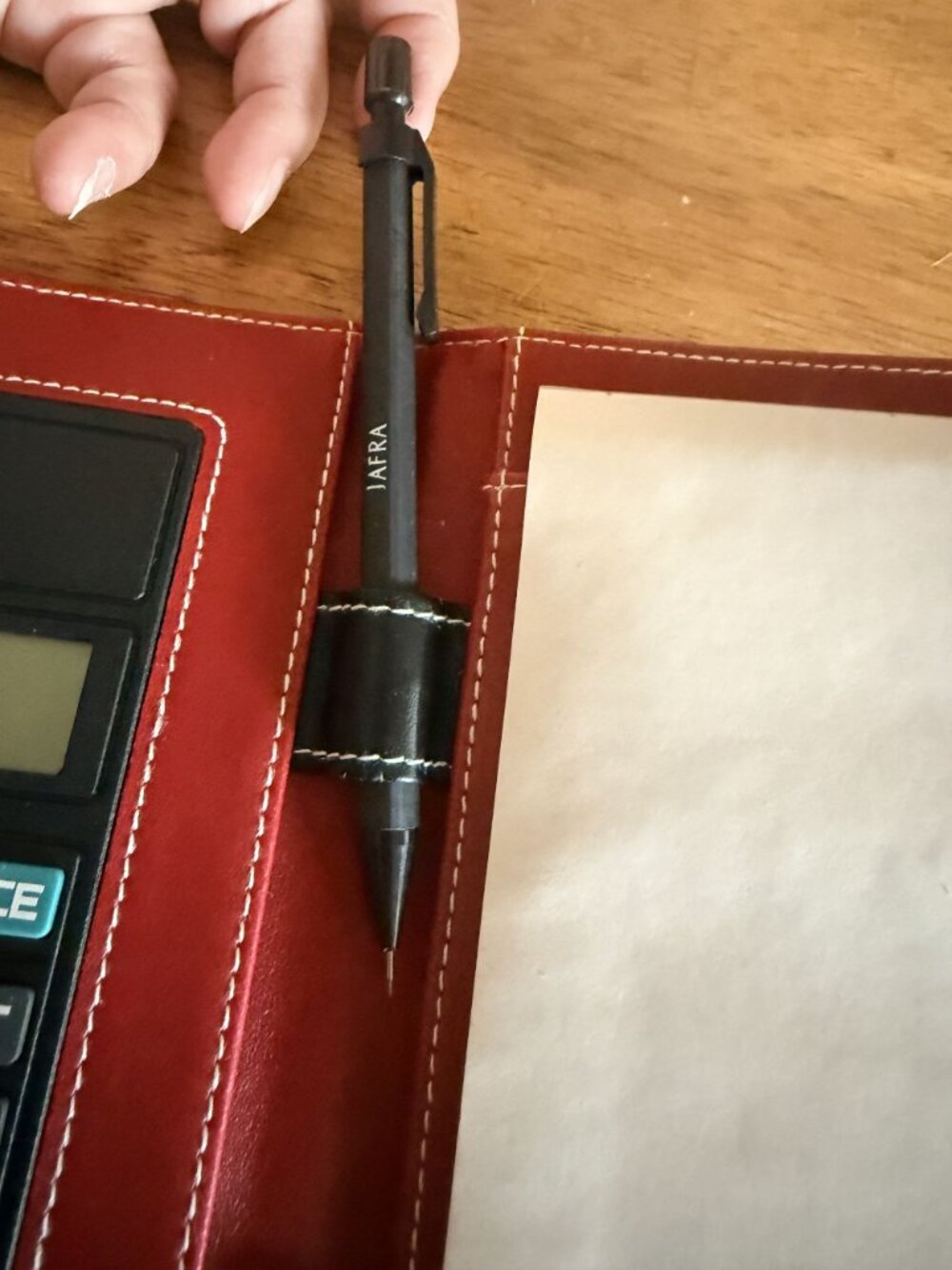 Jafra Red Leatherette Notebook With Built-In Calculator Pencil & Notepad READ - Picture 5 of 8